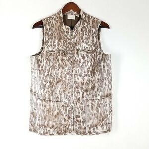 Chicos‎ Women's Vest Size 1 S Brown Multi Colored Metallic Shine Quilted Zip Up